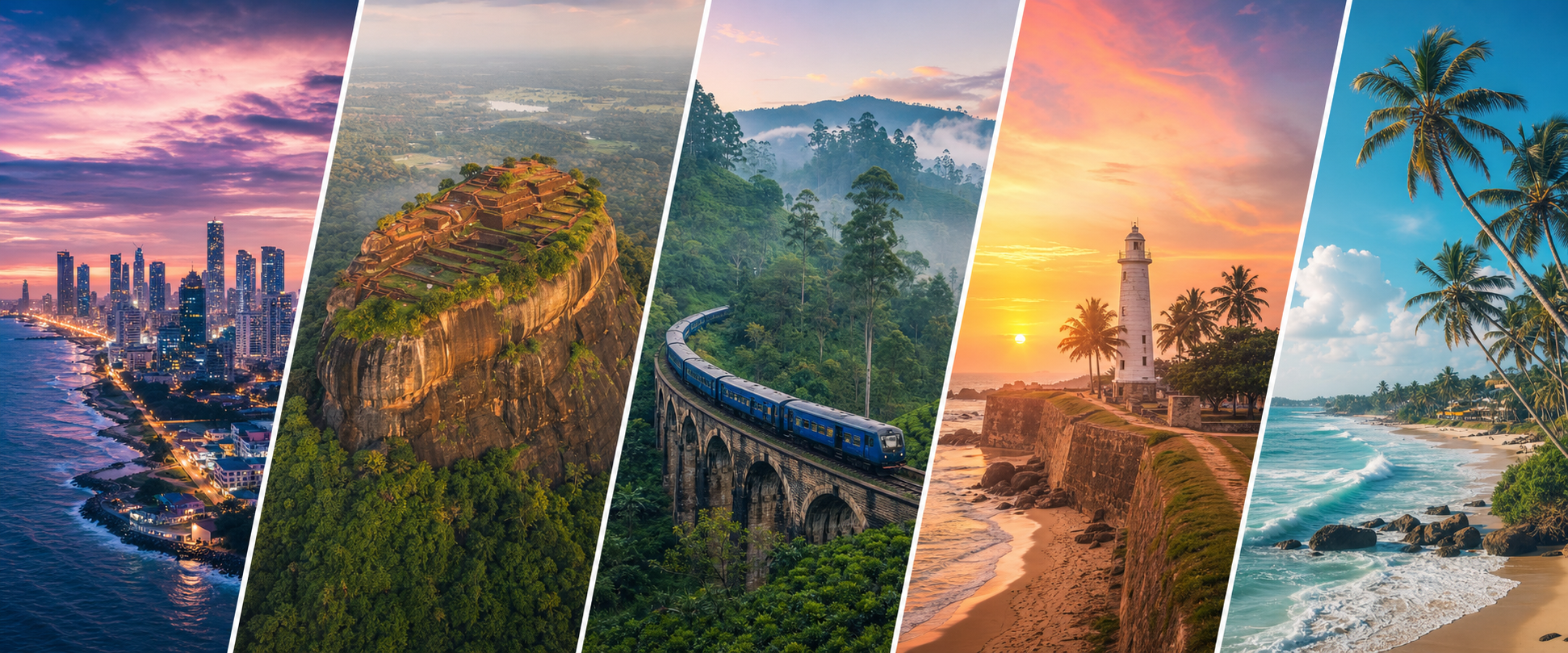 A visual journey across Colombo, Sigiriya, Kandy, Galle Fort, and Sri Lanka's south coast.